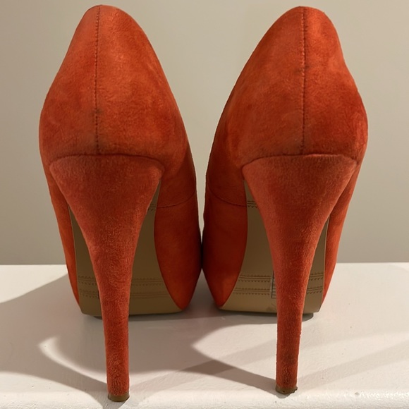 Forever 21 Cobalt Orange Suede Open Toe Pumps - Picture 4 of 12